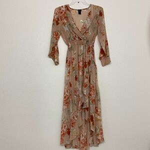 Ladies chiffon floral (pink, red, get, whit pattern) size 10